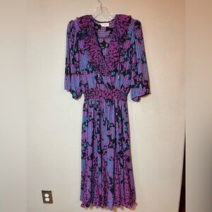 Susan Freis Floral Ruffle Midi Dress size small vintage